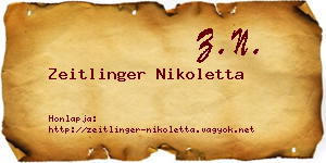 Zeitlinger Nikoletta névjegykártya